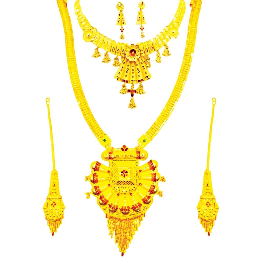 Trendy Gold-Plated Necklace Combo Set with Choker, Long Necklace, and Earrings