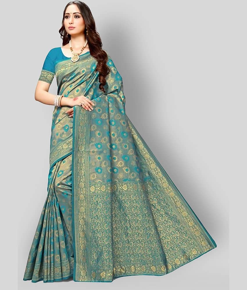 NENCY FASHION Silk Embellished Saree With Unstitched Blouse Piece ( Multicolor )