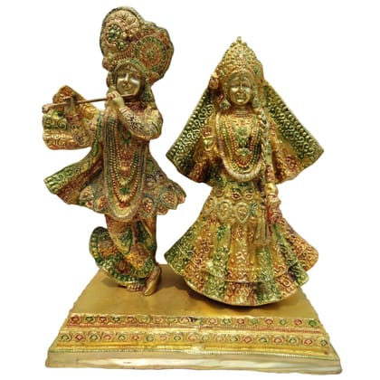 Brass Radha Krishna Pair Idol - Premium Religious Statue, Height : 17 Inch (BSMAS093)