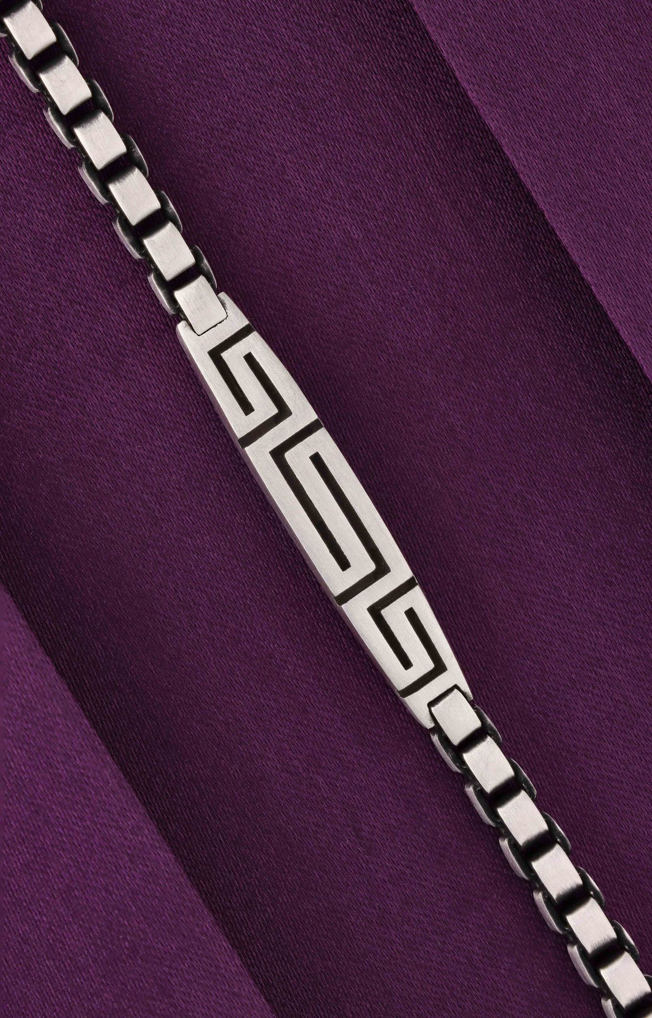 Men’s Stylish Maze Link Silver Bracelet-None / Silver