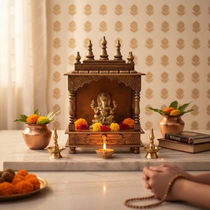 Wooden Beautifull Copper Temple For Home