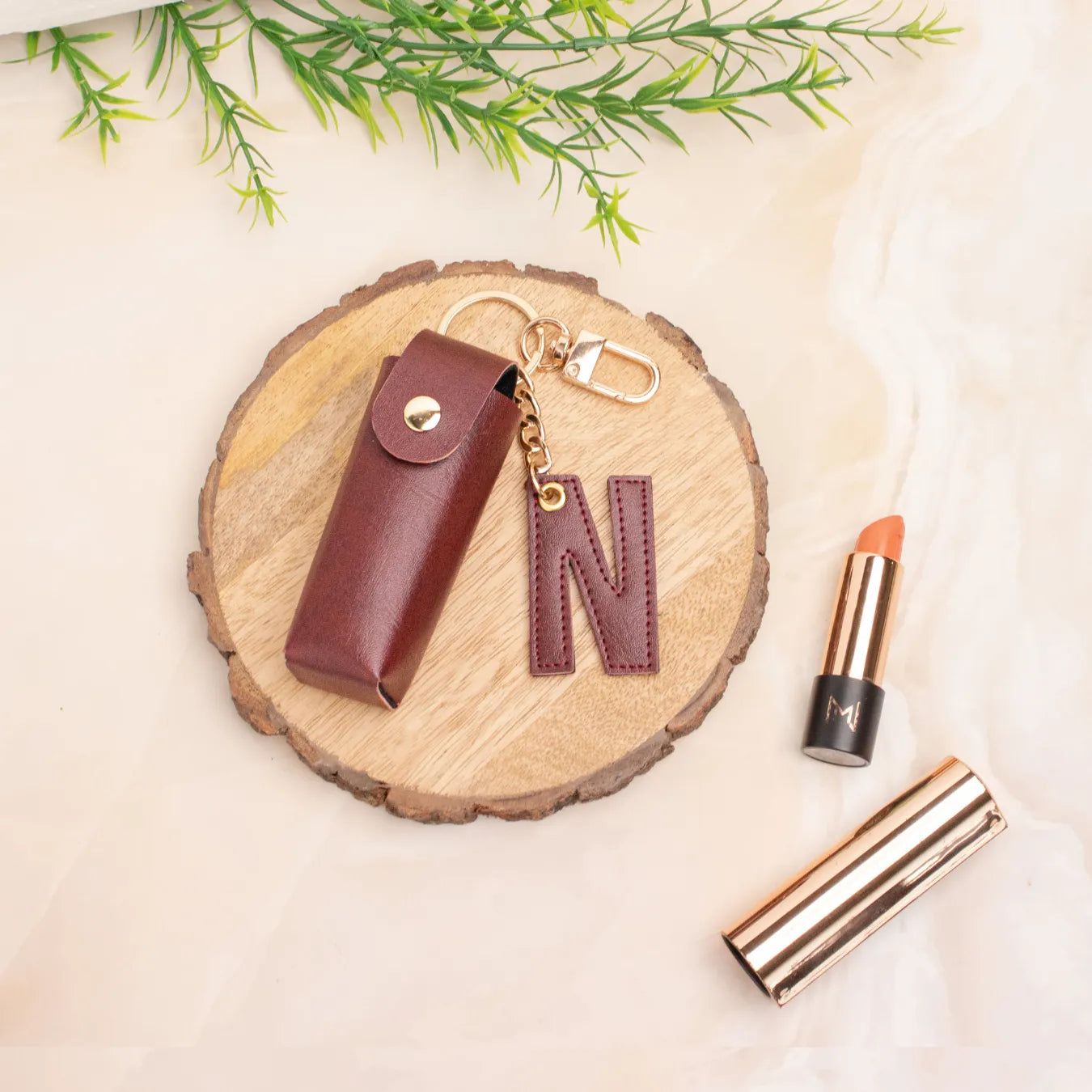 PERSONALISED LIPSTICK KEYCHAIN - MAROON