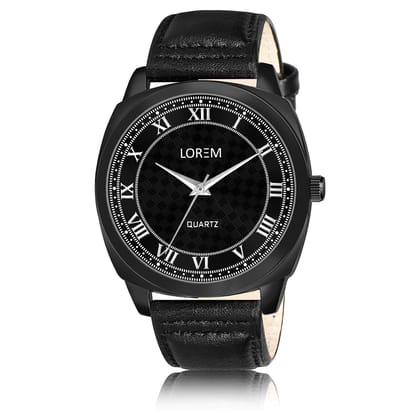 LOREM Black Cubic Designer Printed Dial Analog Watch for Men LR88-UF