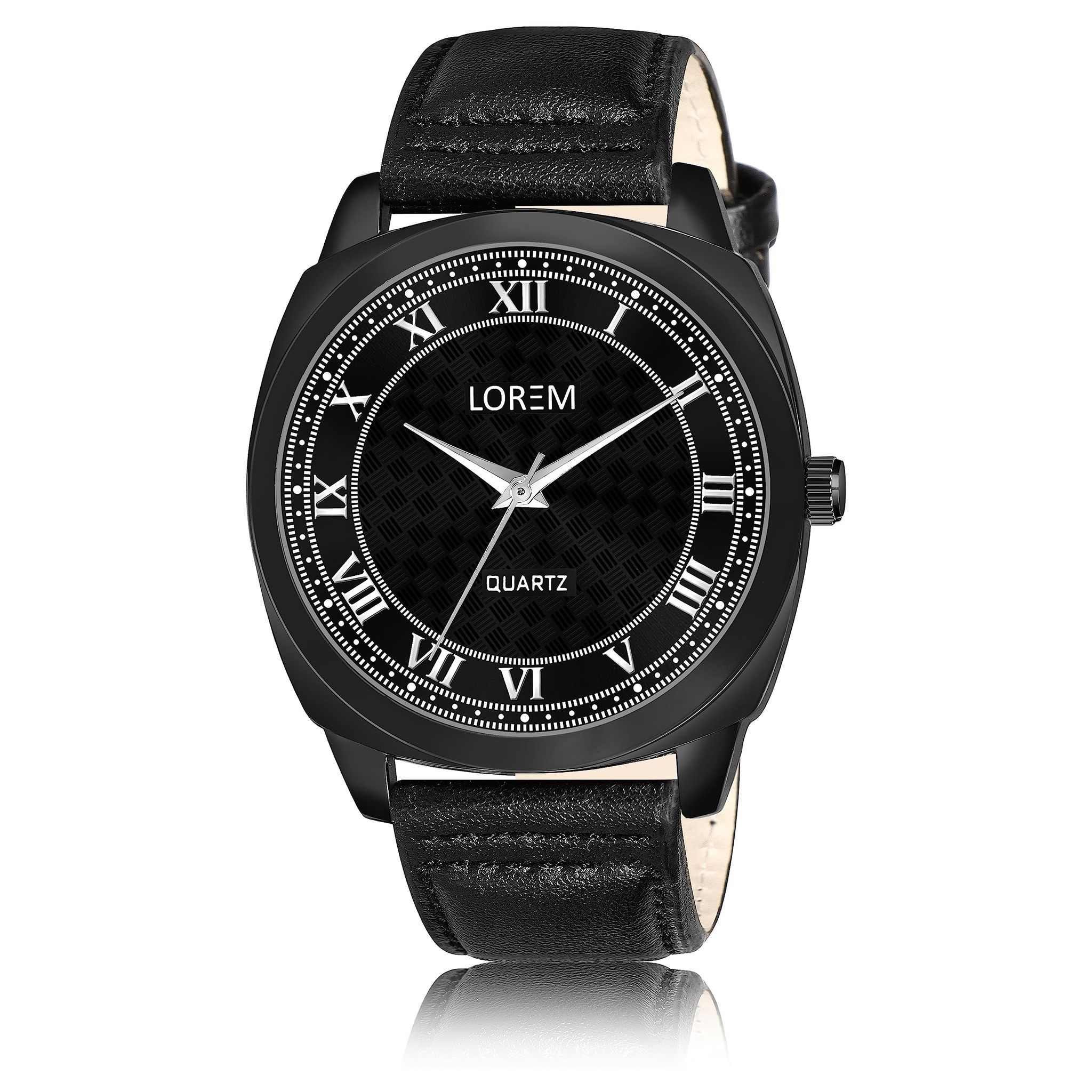 LOREM Black Cubic Designer Printed Dial Analog Watch for Men LR88-UF