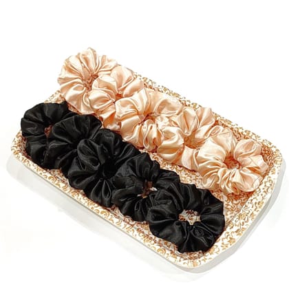 Dvabeautyshop scrunchies for Women, Pack of 10, Satin Scrunchies (Black&Cream, Regular) Dvabeautyshop scrunchies for Women, Pack of 10, Satin Scrunchies (Black&Cream, Regular) - Black&Cream / 1 count (Pack of 10)