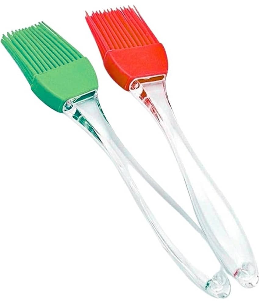 Set of 2 Kitchen Silicon Flat Pastry Brush Multi Purpose Silicon Oil Cooking Brush for Grilling, Tandoor and BBQ (Multicolor)