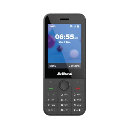 (Refurbished) JioBharat J1 4G Keypad Phone with JioTV, JioCinema, JioSaavn, JioPay (UPI), JioChat, JioPhotos, Powerful 2500mAh Battery, LED Torch, Digital Camera | Dark Grey | Locked for JioNetwork