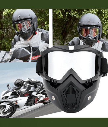 Goggle Face Mask Fog-Proof, UV Protection Eyewear with Detachable Mouth Filter Helmet Breath Guard.