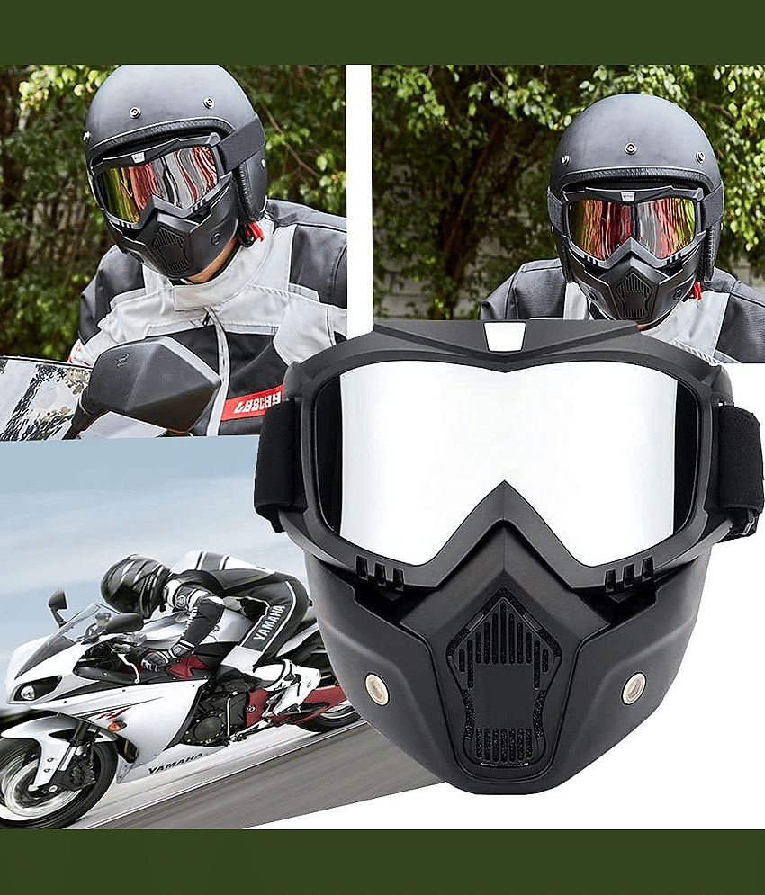 Goggle Face Mask Fog-Proof, UV Protection Eyewear with Detachable Mouth Filter Helmet Breath Guard.