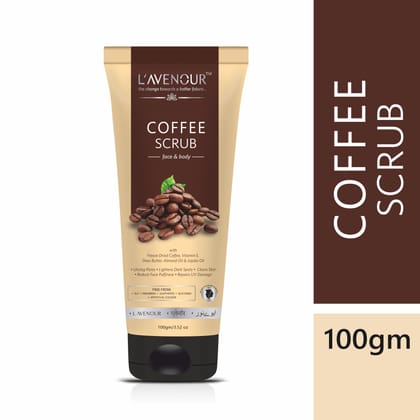 L'avenour Coffee Scrub For Face & Body, Reduce Dark Spots Unclog Pores & Repairs UV Damage - 100gm
