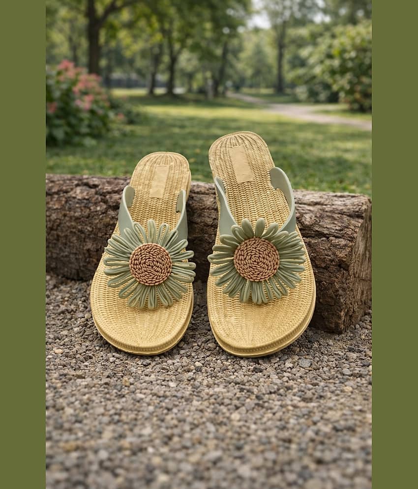 Fabbmate Yellow Women's T-Strap Flats