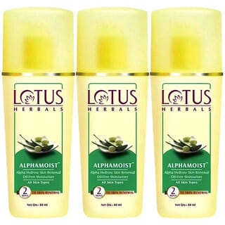 Lotus Herbals Alphamoist Alpha Hydroxy Skin Renewal Oil Free Moisturiser  For All Skin Types  80Ml  (Pack Of 3)