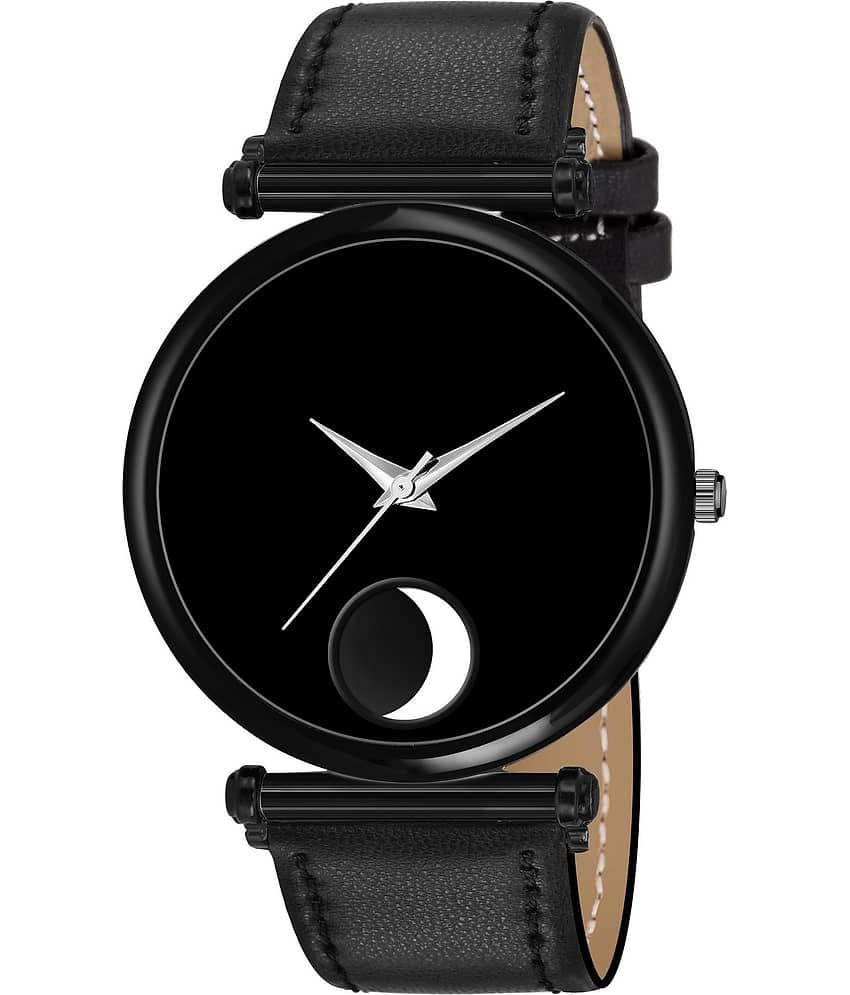 EMPERO - Black Leather Analog Men's Watch