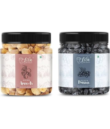 Lila Dry Fruits Black Raisin (100gm) & Apricots(100gm) Combo | Kali Dakh Khubani Combo