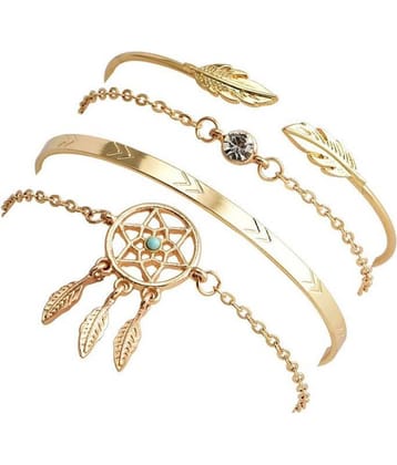 FASHION FRILL - Gold Charm Bracelet ( Pack of 4 )