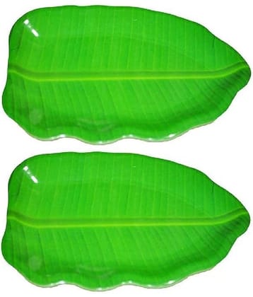 Laserbot (SIZE- 24 X 14) BANANA TRAY Printed Melamine Dinner Set ( Pack of 2 ) Green