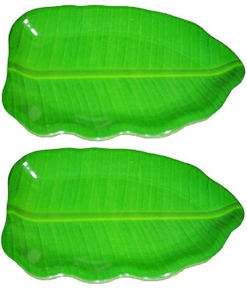 Laserbot (SIZE- 24 X 14) BANANA TRAY Printed Melamine Dinner Set ( Pack of 2 ) Green