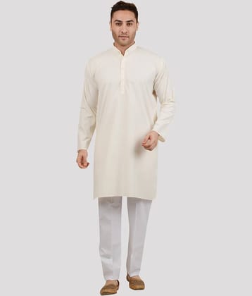 Maharaja - Beige Linen Regular Fit Men's Kurta Pyjama Set ( Pack of 1 )
