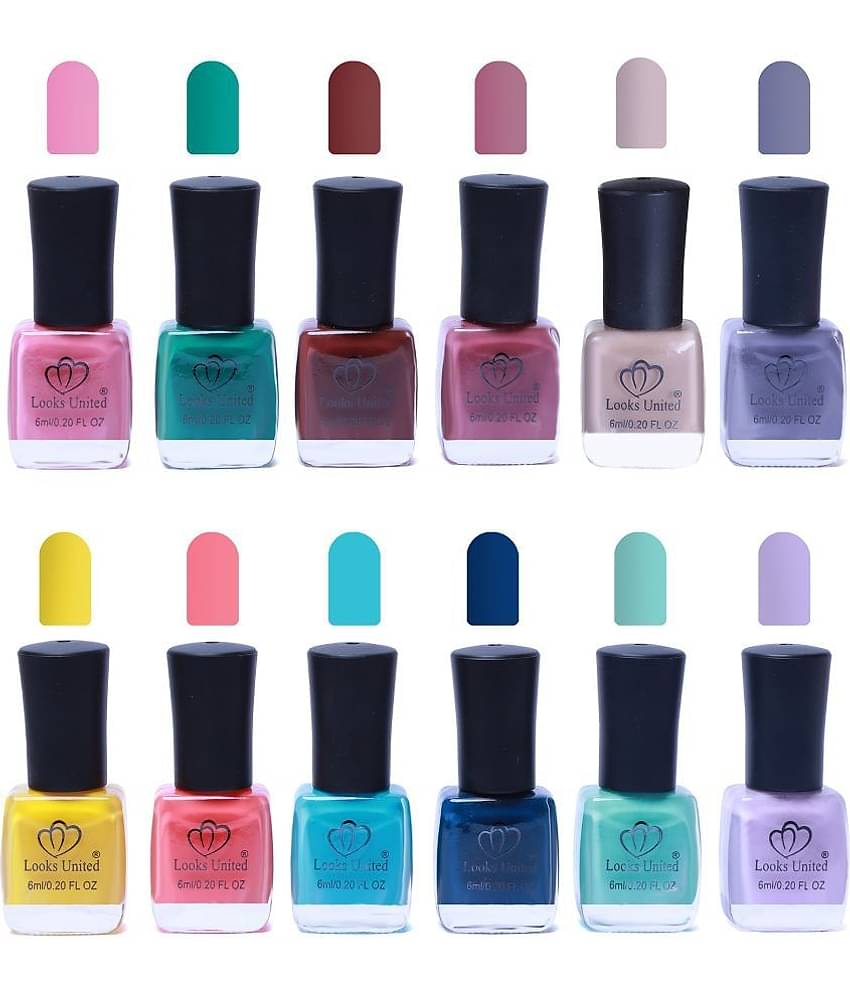 Looks United 12 Premium Trendy Shades Nail Polish (Pack Of 12)