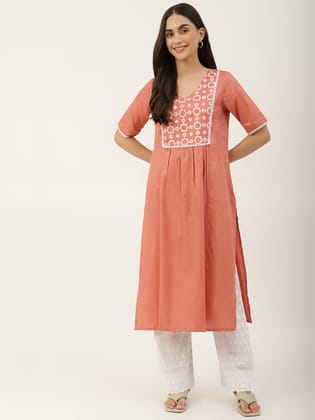Peach Aline Kurta-L