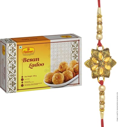 Haldiram's Nagpur Besan Ladoo 500g with Rakhi Assorted Gift Box (Multicolor)