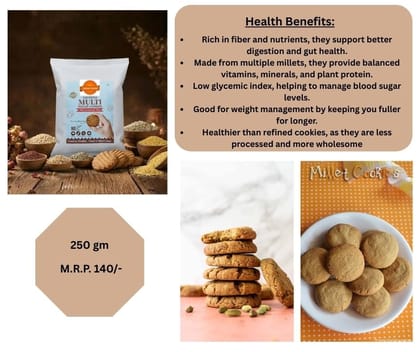Indian Seasons Multi Millet Cookies (250g) | High Protein, Fiber-Rich | Healthy Snacking