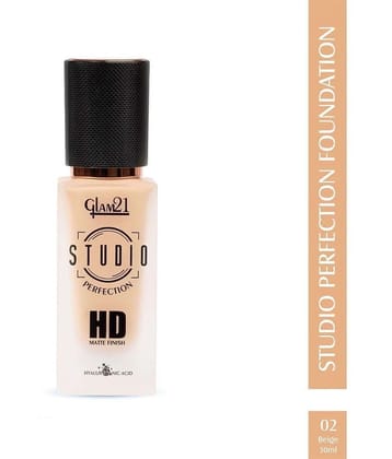Glam21 Studio Perfection HD Matte Foundation Oil Control Long Stay Smudge & Waterproof 30ml Beige-02