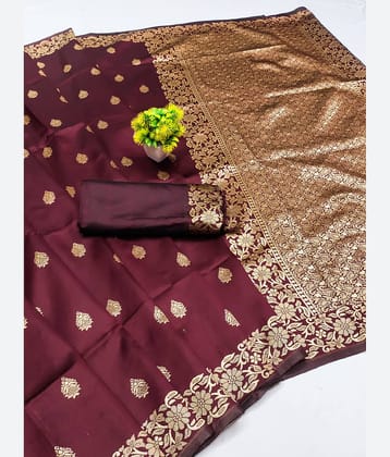 HEMA SILK MILLS Silk Printed Regular Saree With Unstitched Blouse Piece ( Blue )