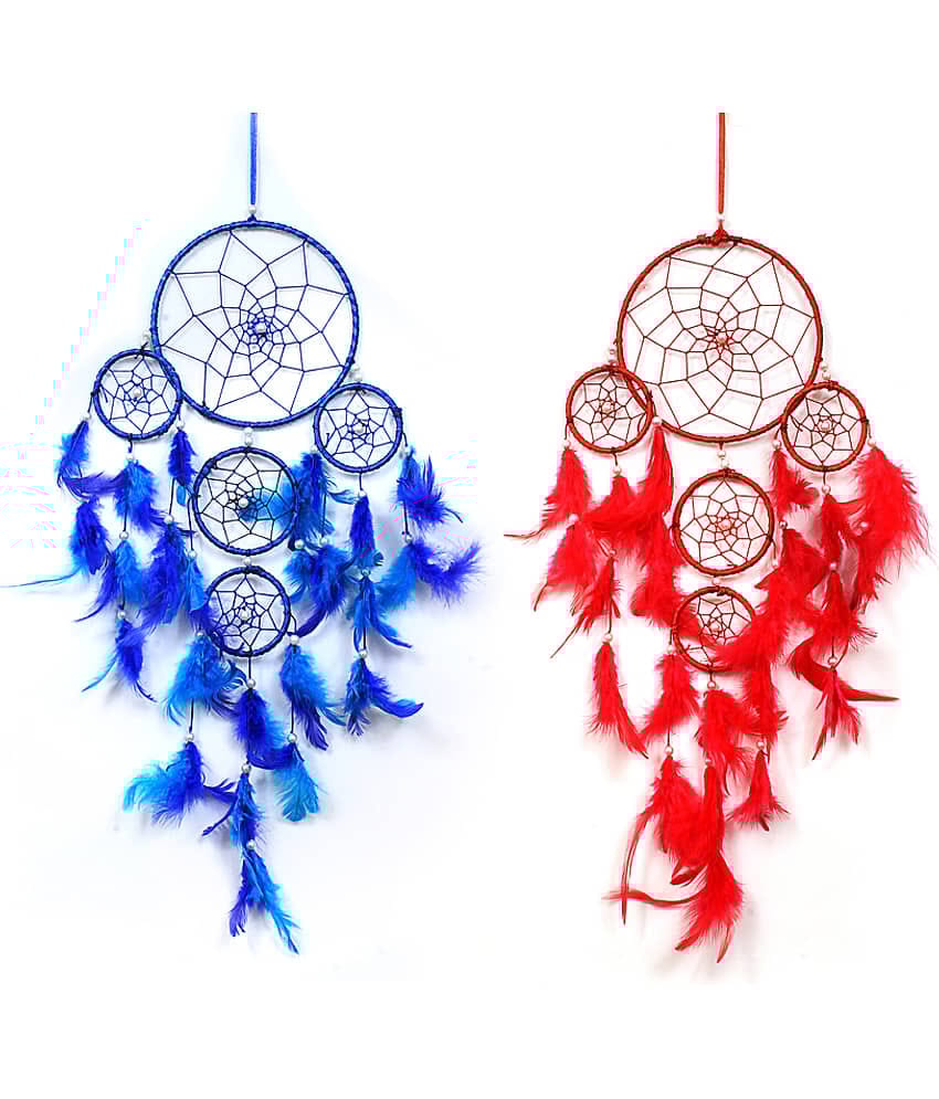 new lucky - Multicolor Feather Dream Catcher - Pack of 2 ( 75 X 15 cms )