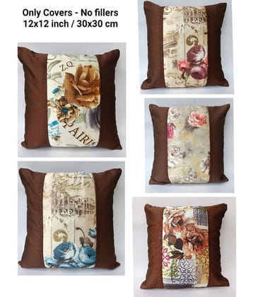 Belive-Me Set of 5 Polyester Cushion Covers 30X30 cm (12X12)