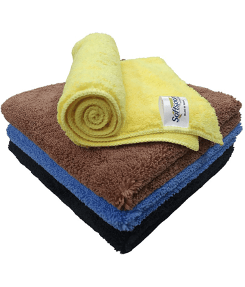 SOFTSPUN Microfiber High Loop Cleaning Cloths, 40x40 cms 4 pcs Towel Set 380 GSM (Multi-Color). Thick Lint & Streak-Free Multipurpose Cloths.