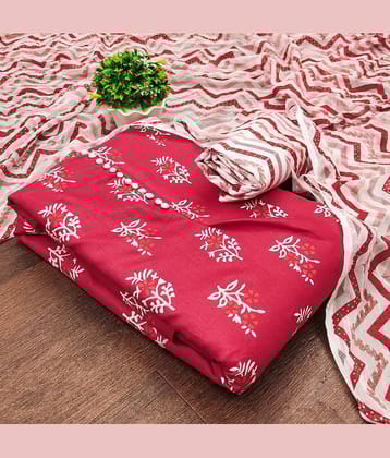 Rangtulika Ethnics Unstitched Cotton Blend Embroidered Dress Material - Pink ( Pack of 1 )