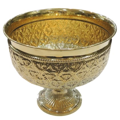 Handcrafted Brass Decorative Bowl With Stand | Festive & Gifting Showpiece, Height : 9 Inch (ATMAS073 E)