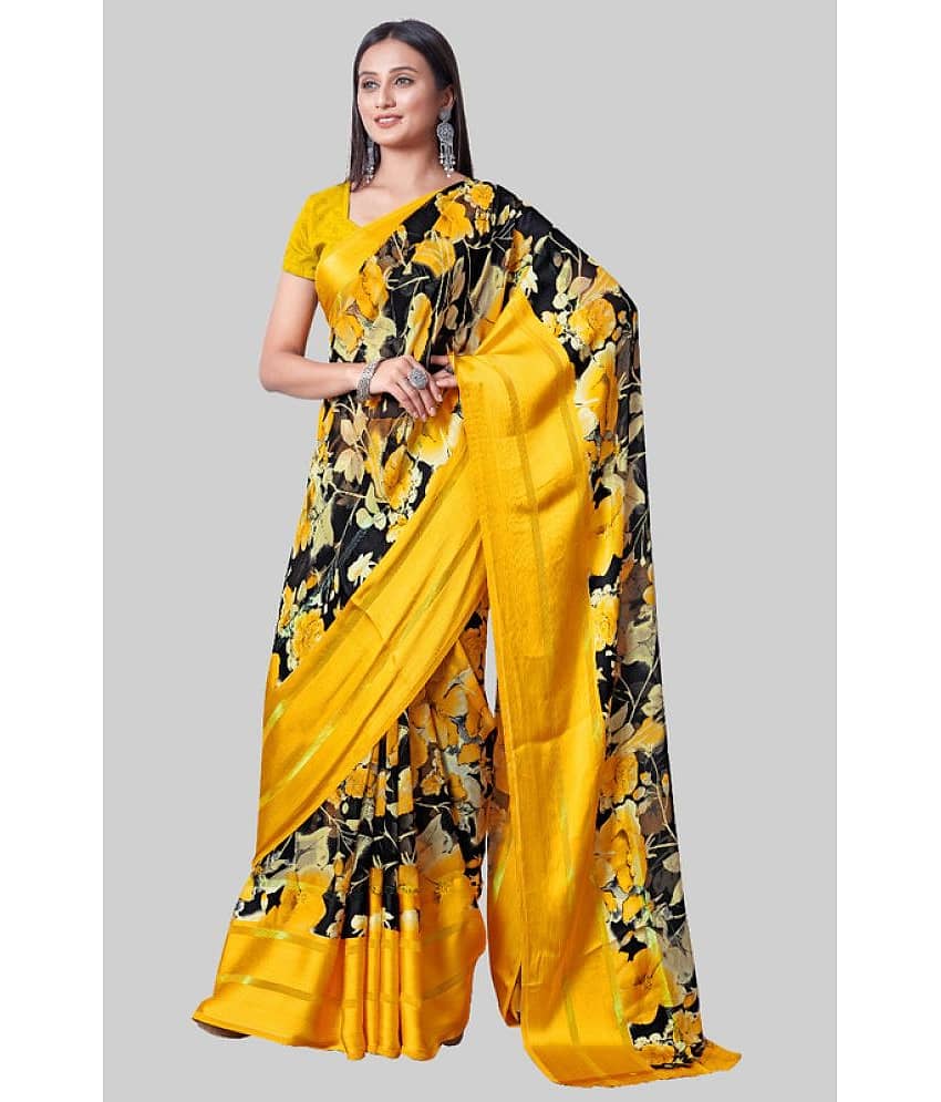 Sanjana Silks Georgette Printed Saree With Unstitched Blouse Piece ( Orange )
