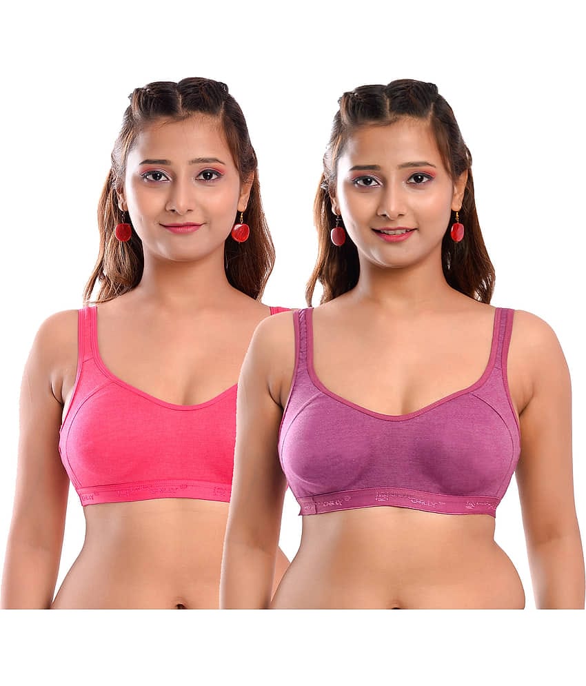 Elina Pack of 2 Cotton Non Padded Women's Racerback bra ( Multi Color )