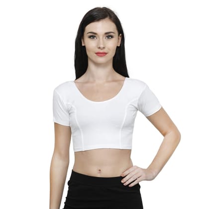 Vami Women's Cotton Stretchable Readymade Blouses - White S