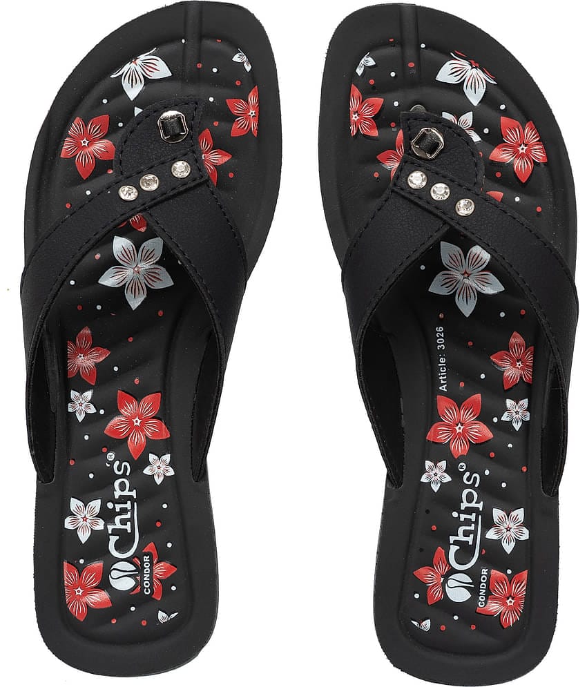 Chips - Black Women's Thong Flip Flop