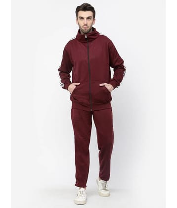 KZALCON - Wine Cotton Blend Regular Fit Men's Tracksuit ( Pack of 1 )