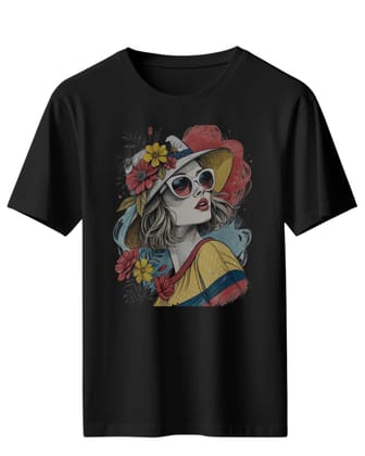 Womens Oversized Stylish Graphic T-Shirt - 100 Percentage Cotton Printed Tee - Casual & Comfortable Black (Size M)