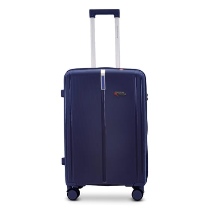 AMERICAN TRAVELLER Tokyo Polypropylene Luggage Trolley Bag Single Medium| TSA-Type Lock, 360 degree Spinner Wheels, Durable Hard Shell Suitcase for Travel (1, Dark Blue, M (24))