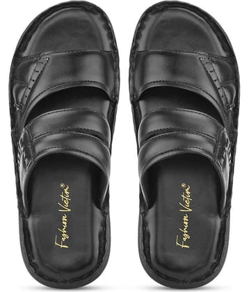 Fashion Victim Black Men's Leather Slipper