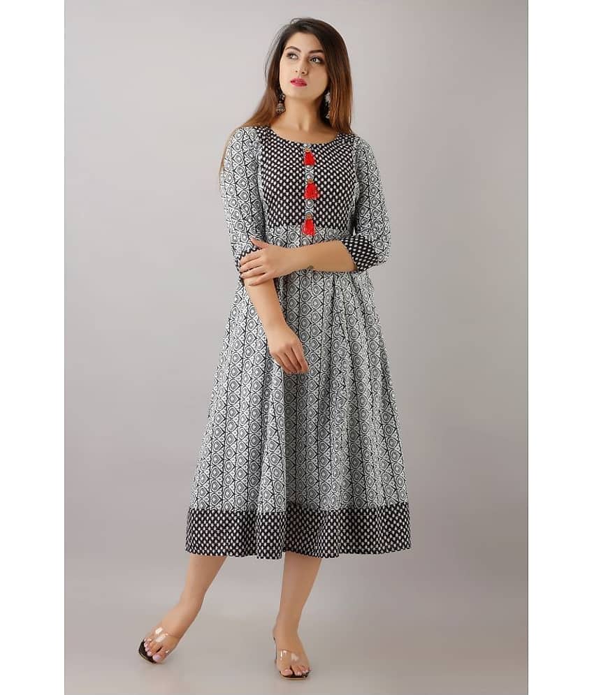 SVARCHI Women Cotton Ethnic Dress ( White )