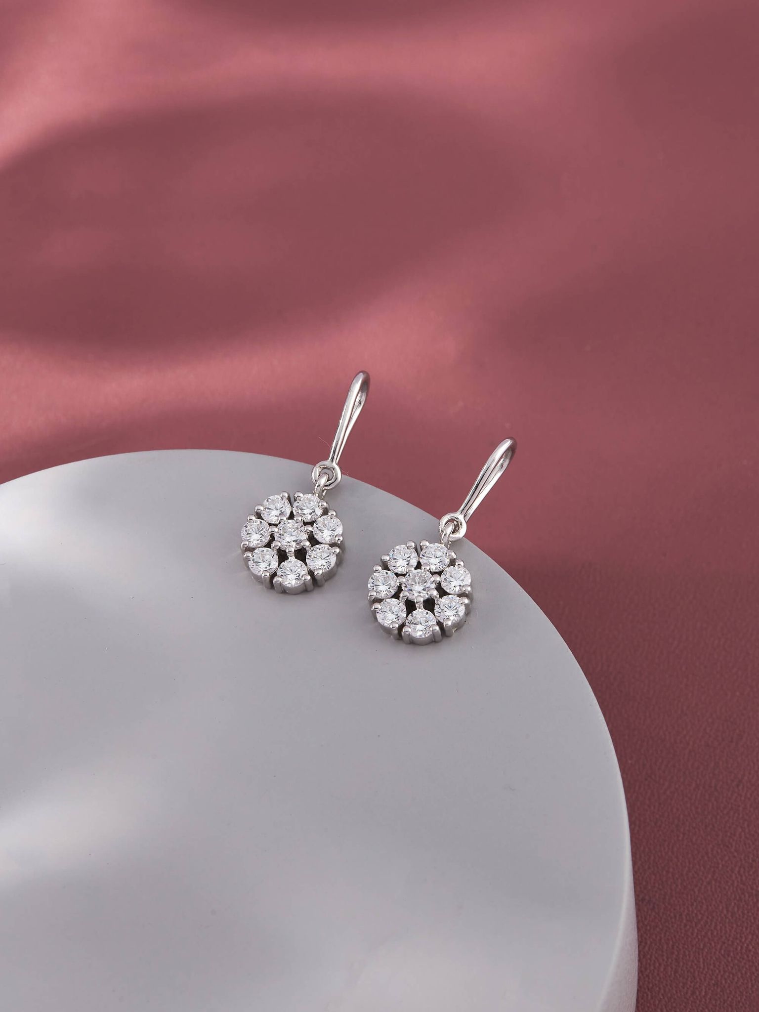 Meila Silver Drop Earrings | White Gold-White Gold