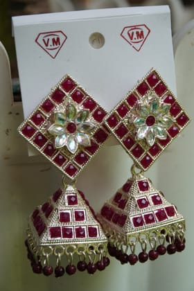 Maroon Colour Jhumka Earring