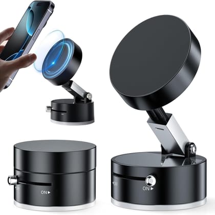 GadgetBite 360 Vacuum Magnetic Phone Holder Hands Free, Foldable Suction Mount, Strong Grip for Mirror, Shower, Gym, Car, Kitchen and Universal Magnetic Phone Stand - Black GadgetBite 360 Vacuum Magnetic Phone Holder Hands Free, Foldable Suction Mount, S