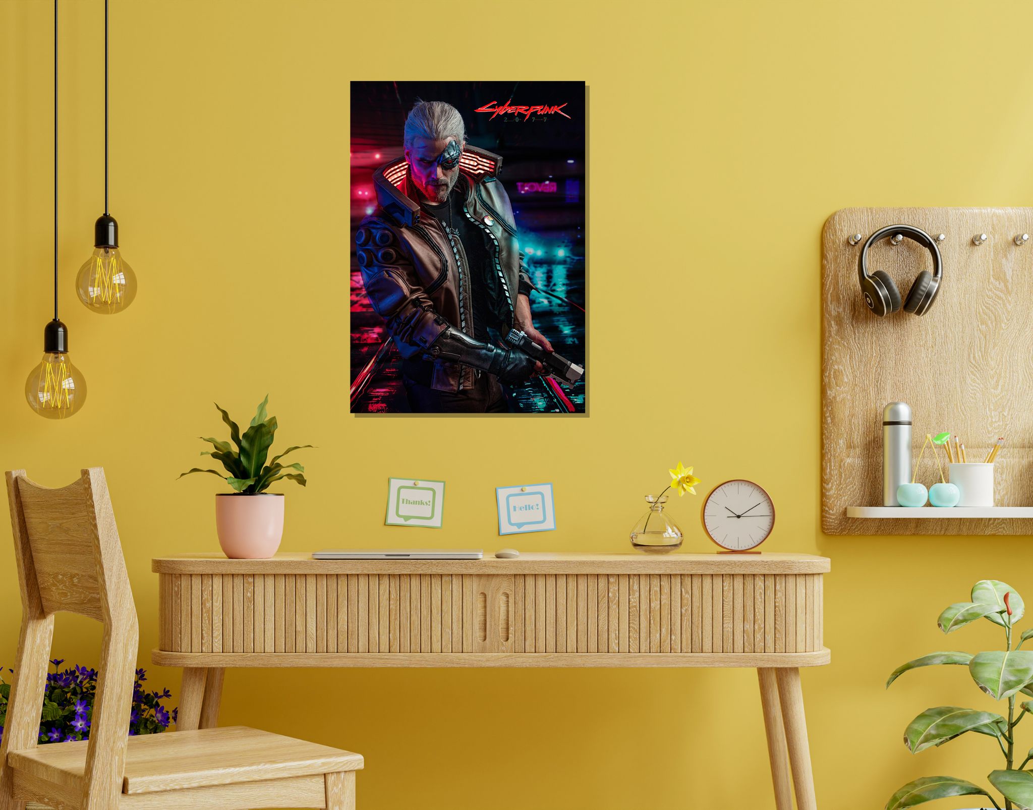 "CYBERPUNK GAMING: RIVER WARD"- Shiny & Sturdy Metallic Poster  Art That Pops & Sticks (Literally!)-A3