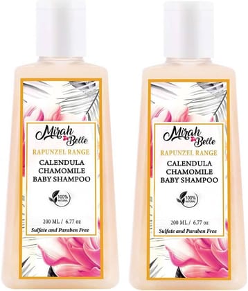 Mirah Belle Natural & Organic - Calendula Chamomile Baby Sensitive Scalp -Paraben Free, Shampoo 200 mL Pack of 2