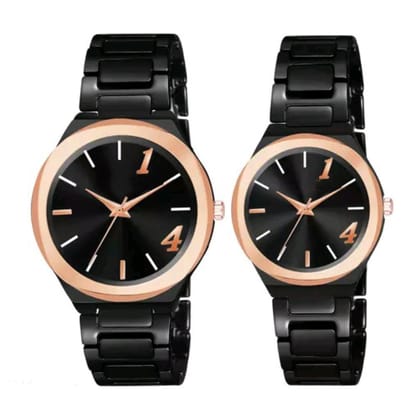 Black Men And Women CD Lok Analog Couple Watch – Elegant Matching Timepieces for Couples