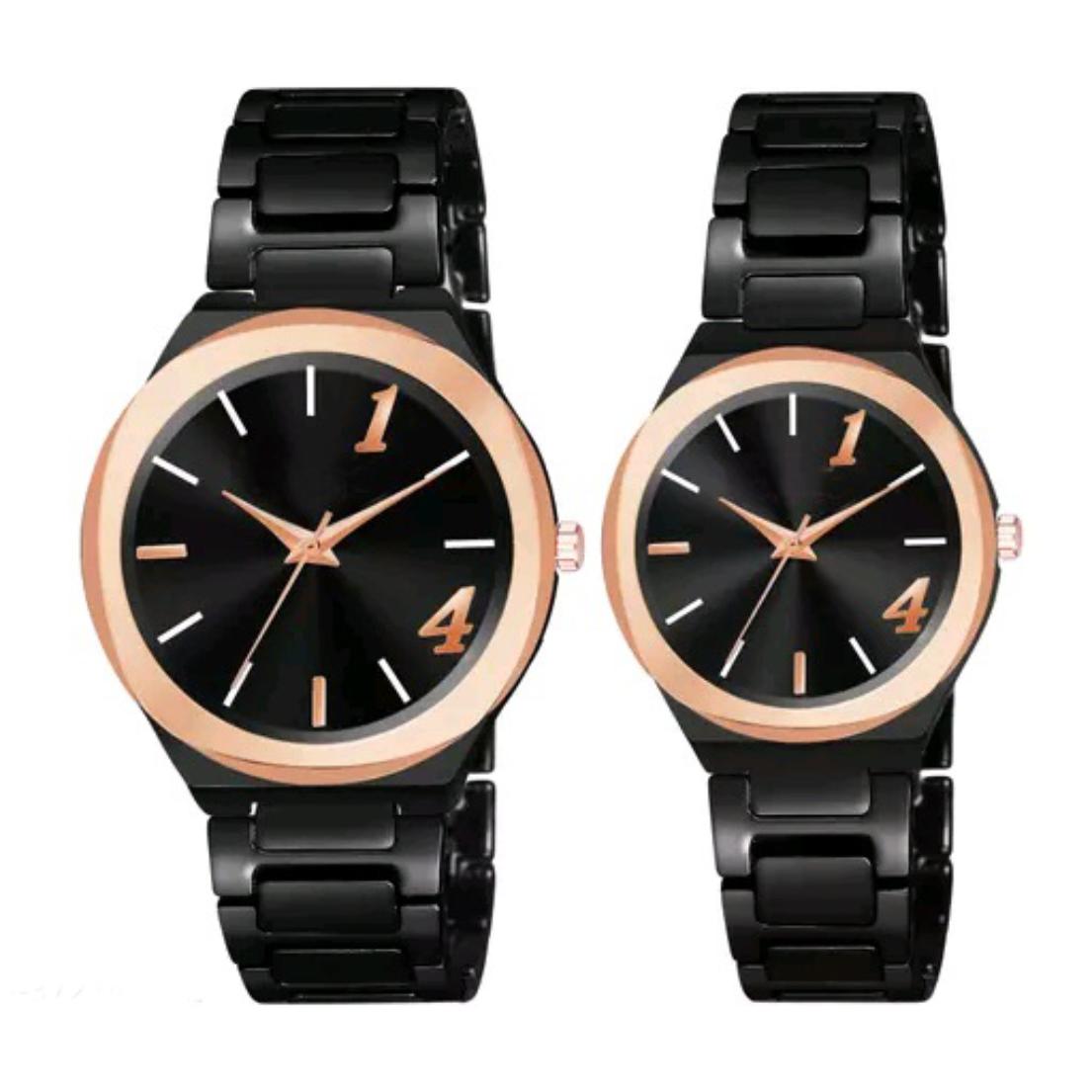 Black Men And Women CD Lok Analog Couple Watch – Elegant Matching Timepieces for Couples