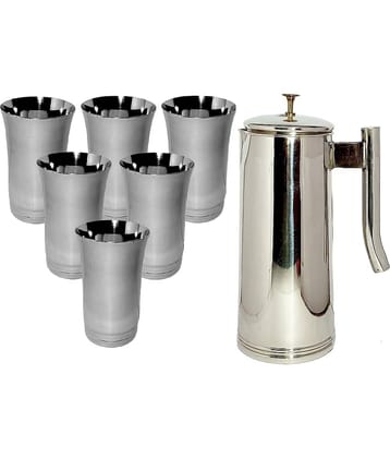 A & H ENTERPRISES Water Jug with Lid Stainless Steel Jug and Glass Combo 1800 mL